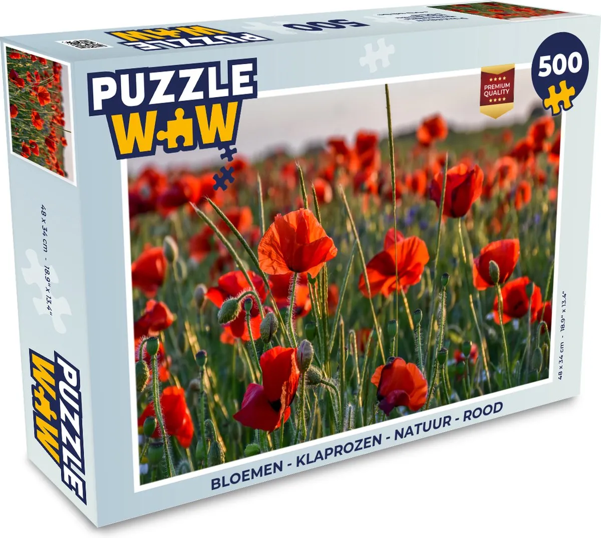 PuzzleWow Bloemen Klaprozen Legpuzzel 500 Stuks - Multicolor