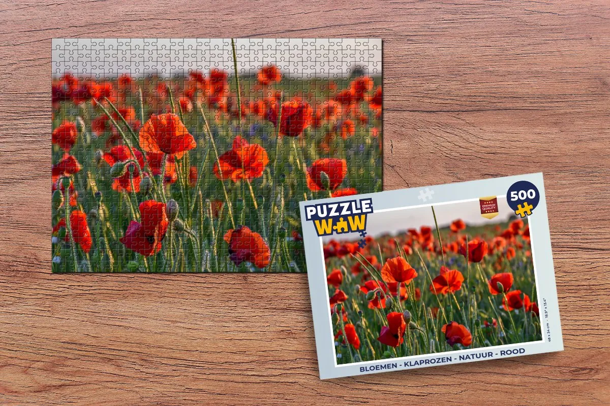 PuzzleWow Bloemen Klaprozen Legpuzzel 500 Stuks - Multicolor