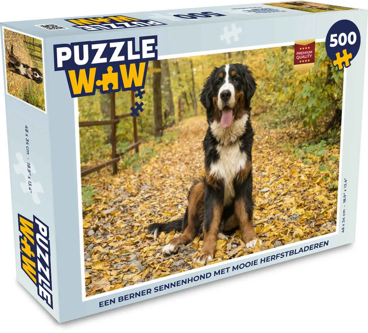 PuzzleWow Berner Sennenhond Herfstbladeren Legpuzzel 500 Stuks - Multicolor