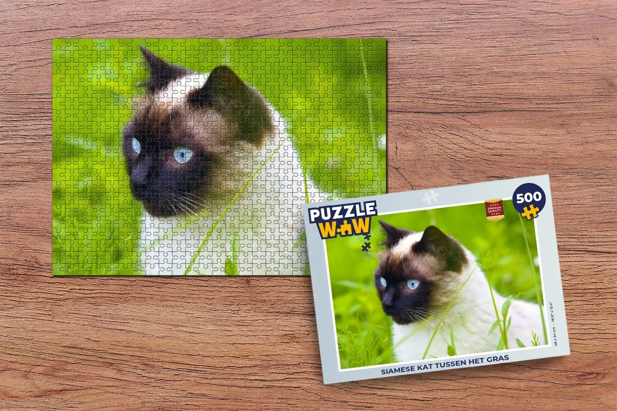 PuzzleWow Legpuzzel Siamese Kat 500 Stuks - Multicolor
