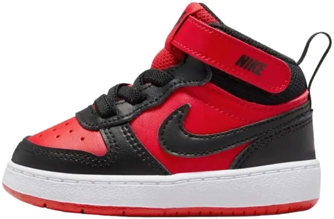 Nike court borough mid 2 in de kleur rood.
