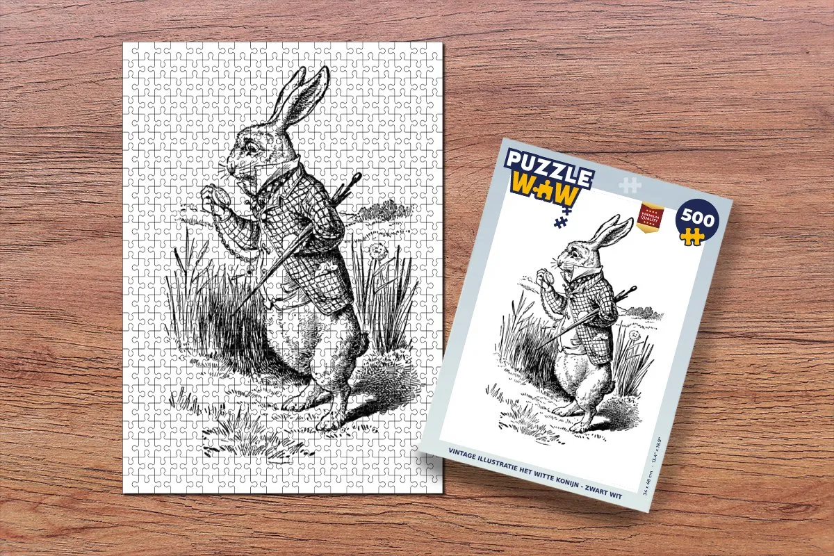 PuzzleWow Vintage Illustratie Het Witte Konijn Legpuzzel 500 Stuks - Multicolor