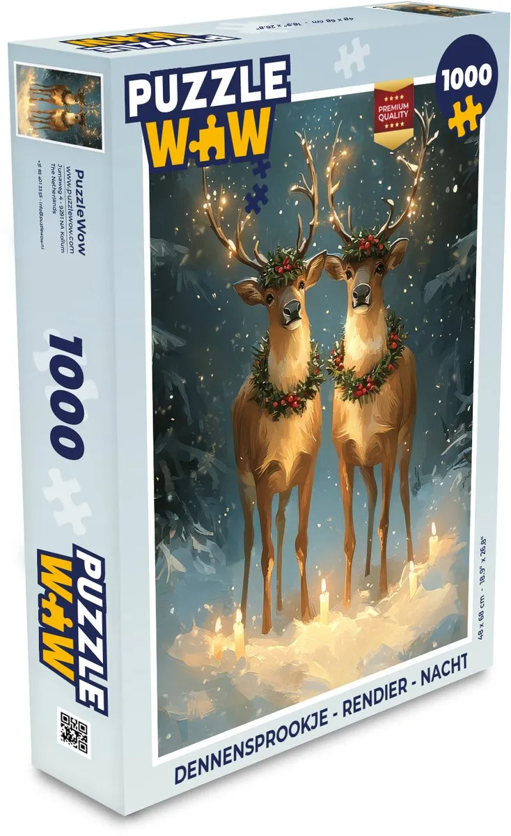 PuzzleWow Dennensprookje Rendier Nacht Puzzel