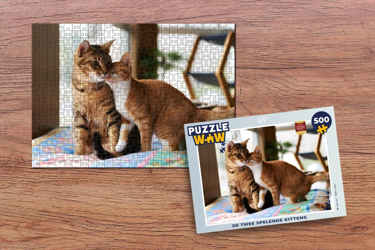 PuzzleWow Legpuzzel De twee spelende kittens 500 Stuks - Multicolor