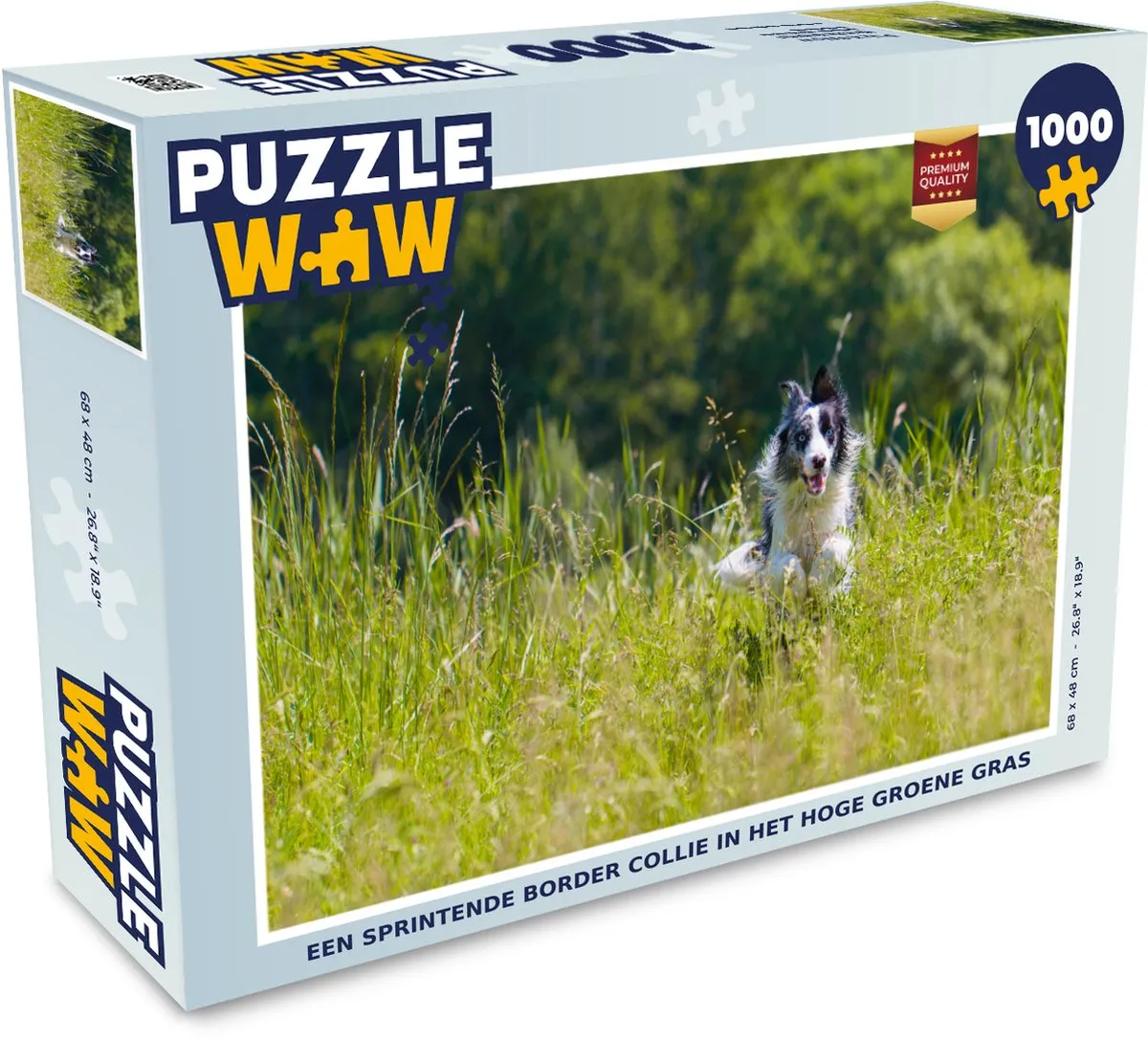 PuzzleWow Legpuzzel Sprintende Border Collie 1000 Stuks - Multicolor