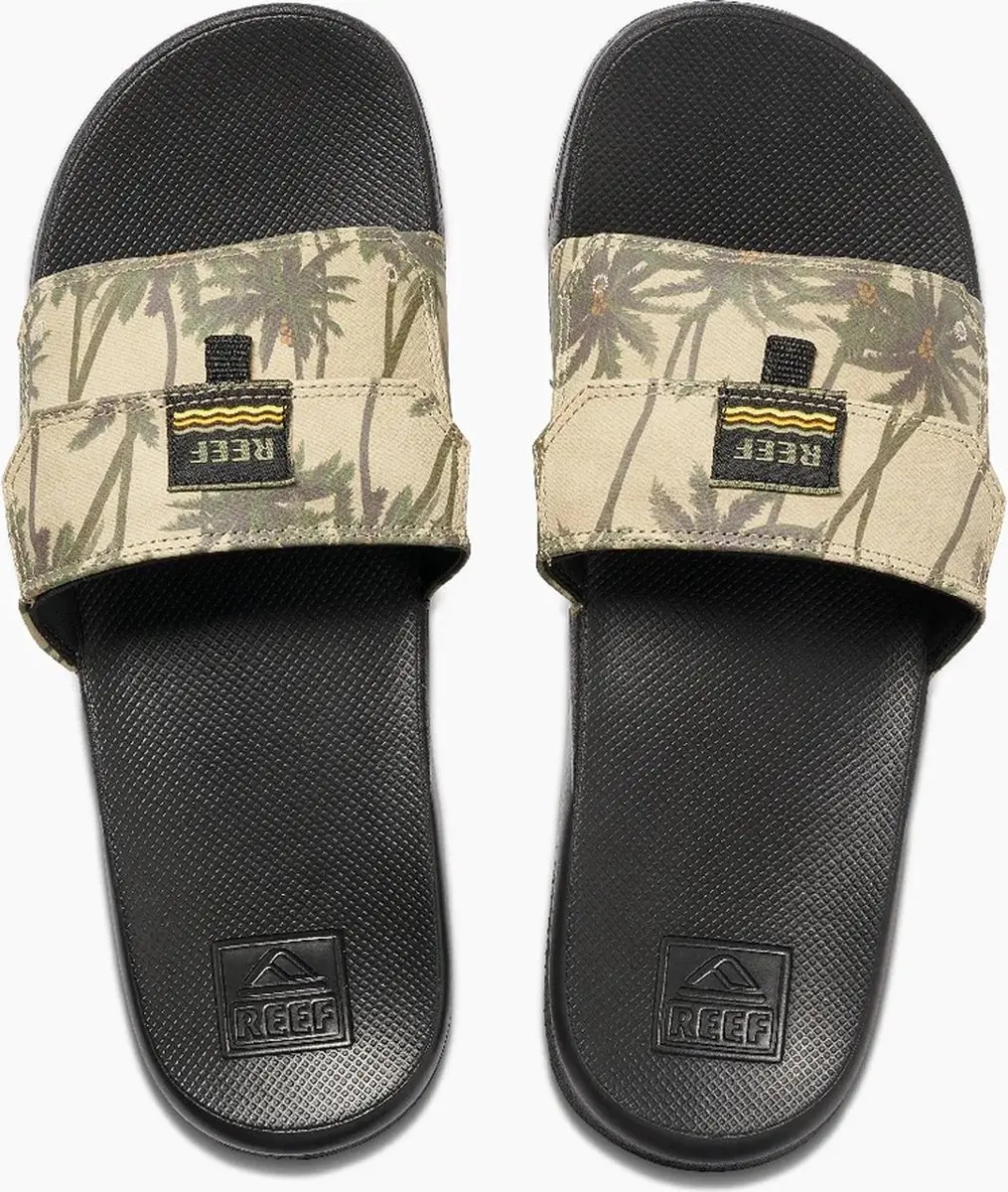 Reef Heren Stash Slide Slippers Tan Palm Maat US6 EU37.5