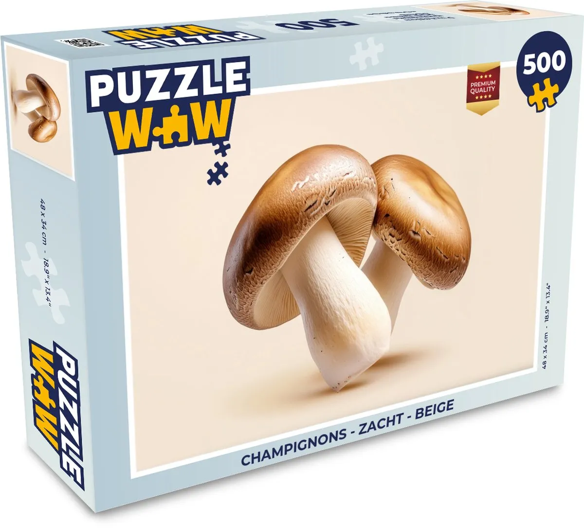 PuzzleWow Champignons Legpuzzel 500 Stuks - Beige