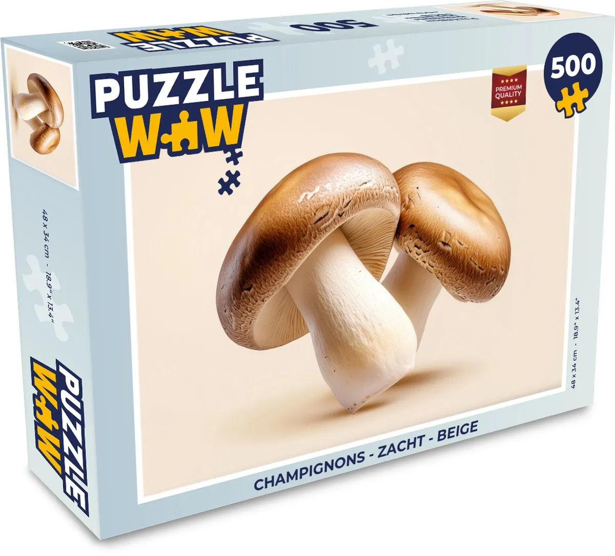 PuzzleWow Champignons Legpuzzel 500 Stuks - Beige