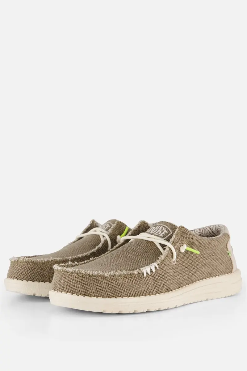 HEYDUDE Wally Braided Instappers groen Canvas