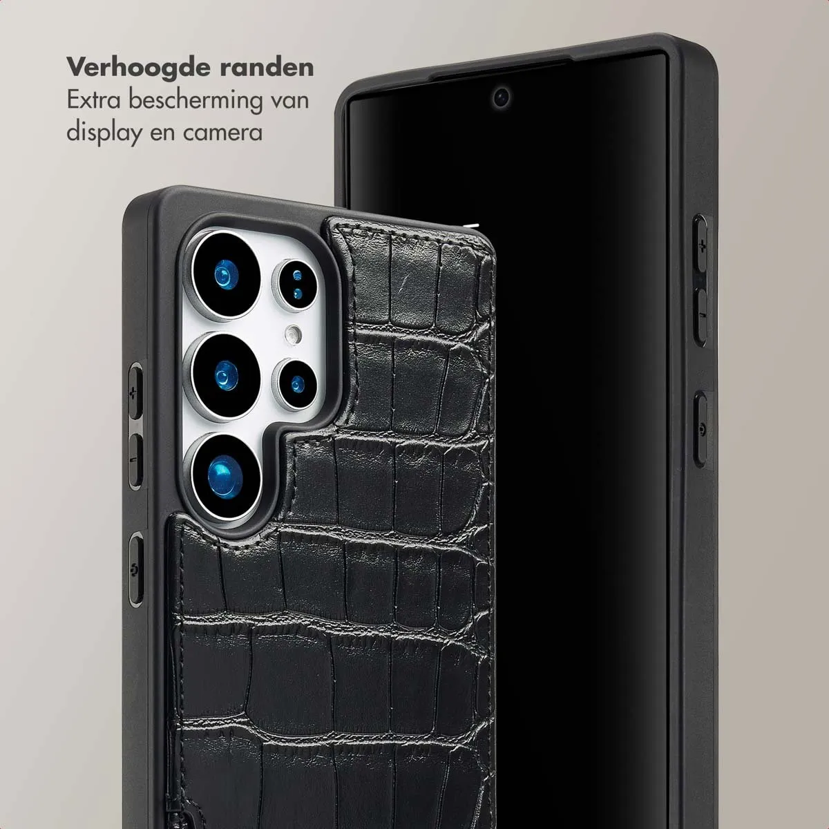 Selencia Croco Backcover Hoesje Samsung Galaxy S25 Ultra - Zwart