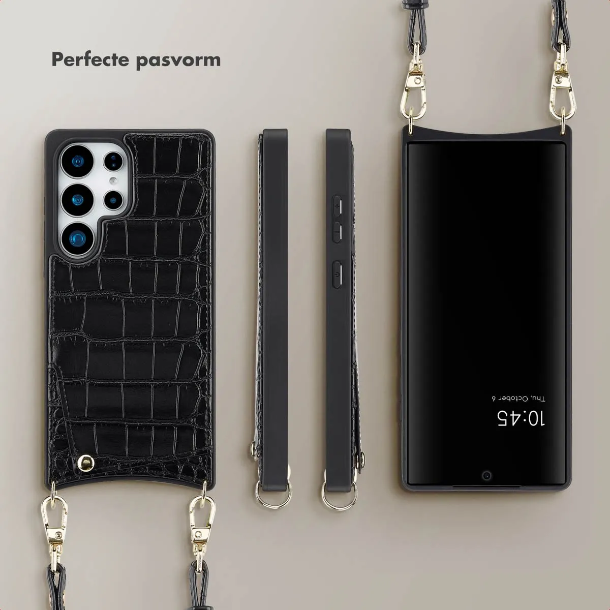 Selencia Croco Backcover Hoesje Samsung Galaxy S25 Ultra - Zwart