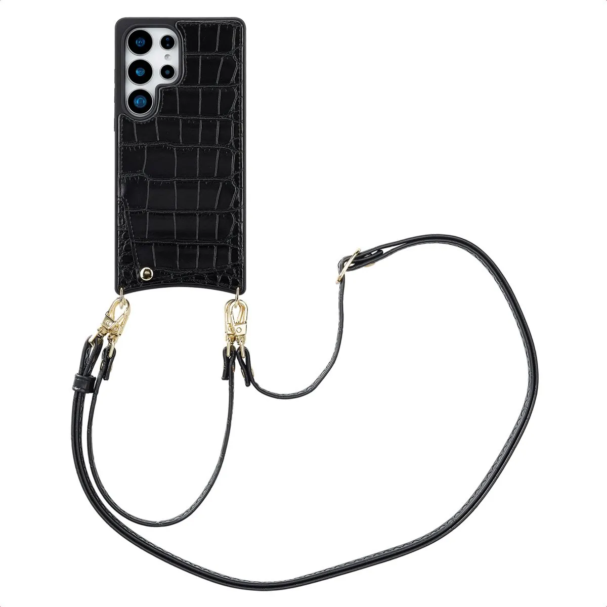 Selencia Croco Backcover Hoesje Samsung Galaxy S25 Ultra - Zwart