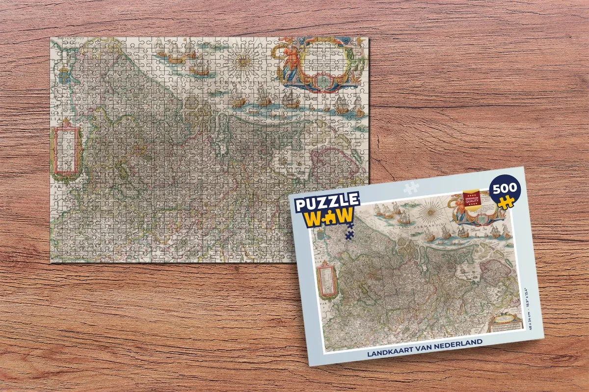 PuzzleWow Landkaart Nederland Legpuzzel 500 Stuks - Multicolor