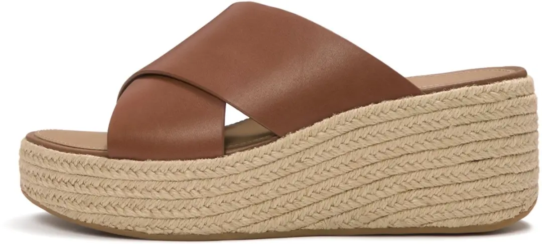 FitFlop FitFlop Platfforms Espadrille Leather Wedge Cross Slides BRUIN