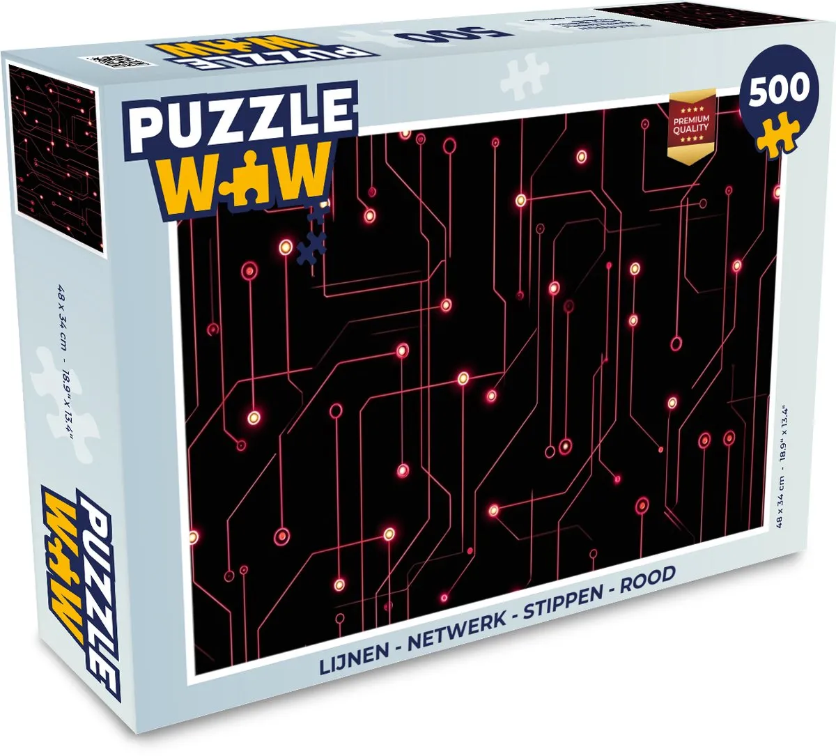 PuzzleWow Lijnen Netwerk Rood Legpuzzel 500 Stuks