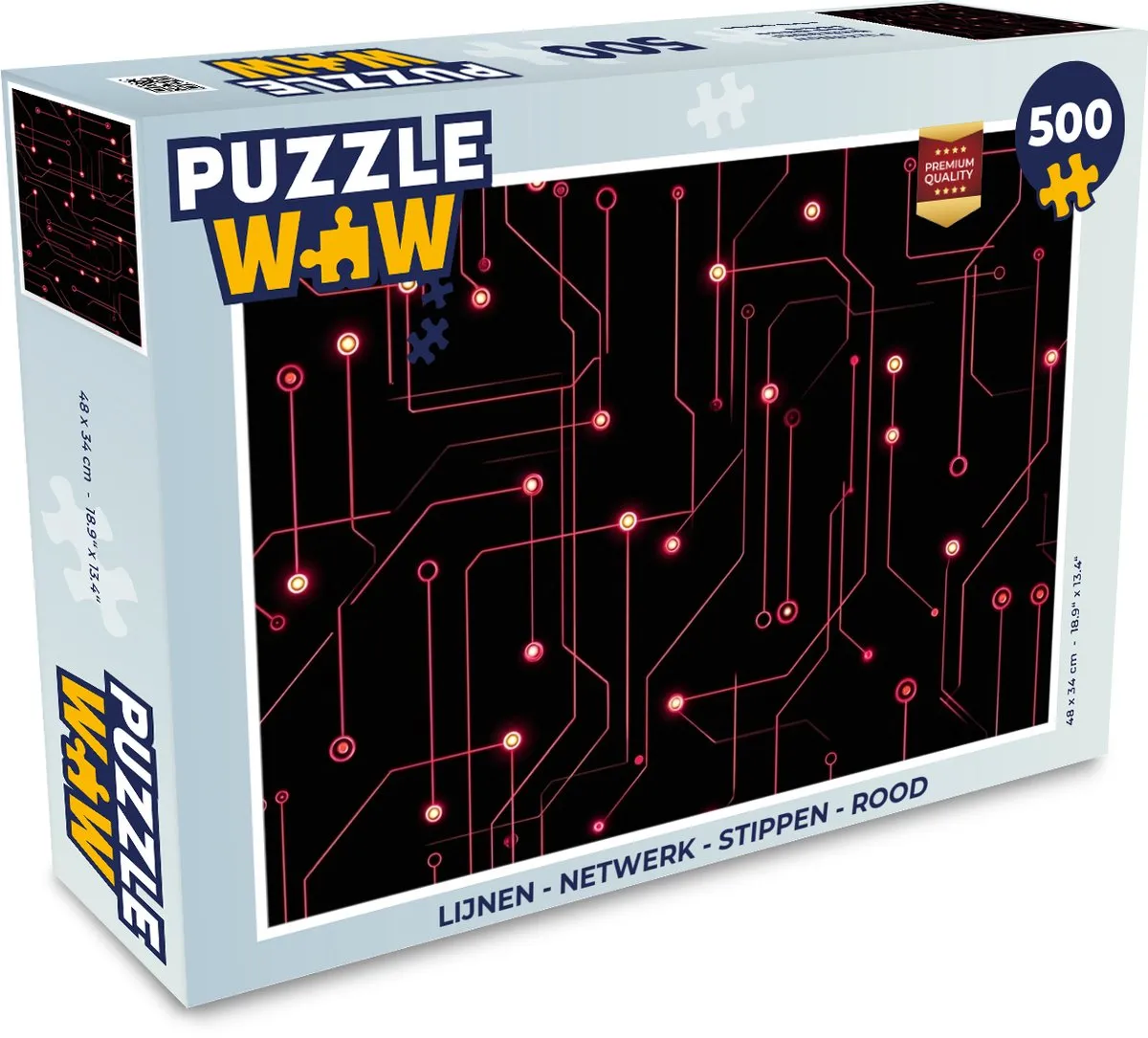 PuzzleWow Lijnen Netwerk Rood Legpuzzel 500 Stuks