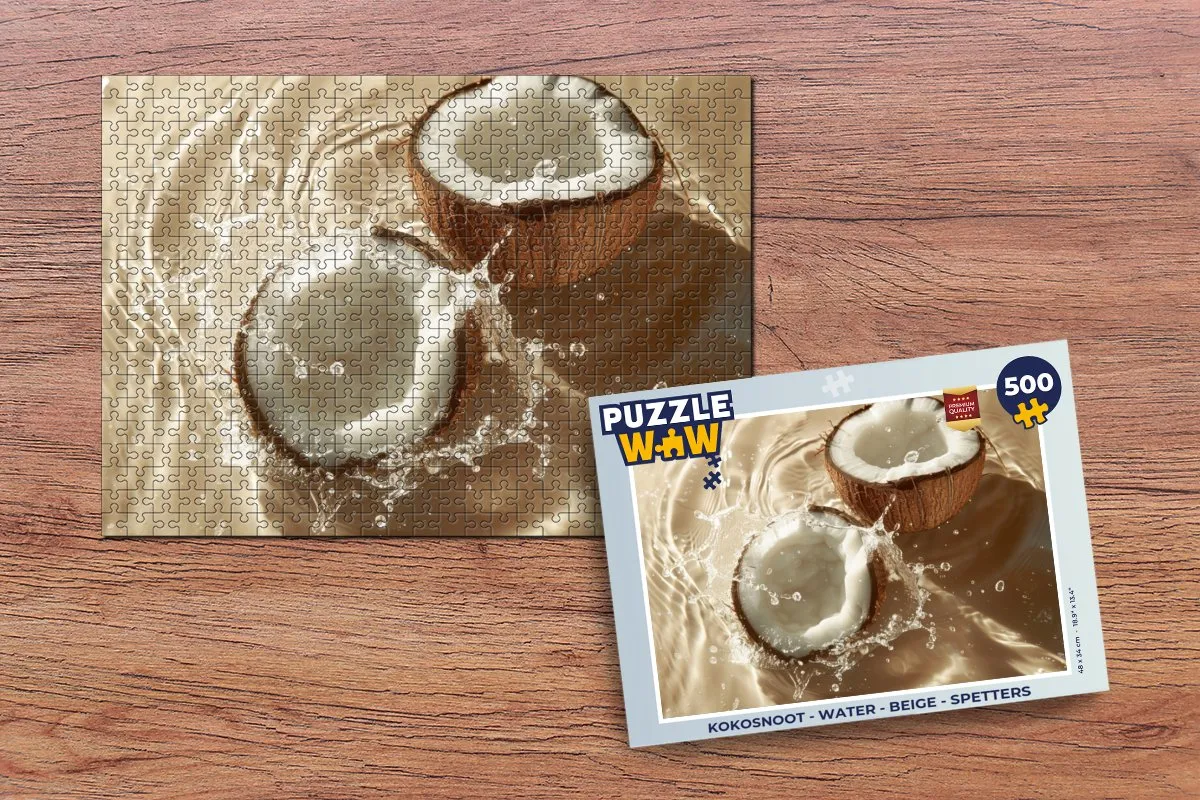 PuzzleWow Kokosnoot Legpuzzel 500 Stuks - Beige