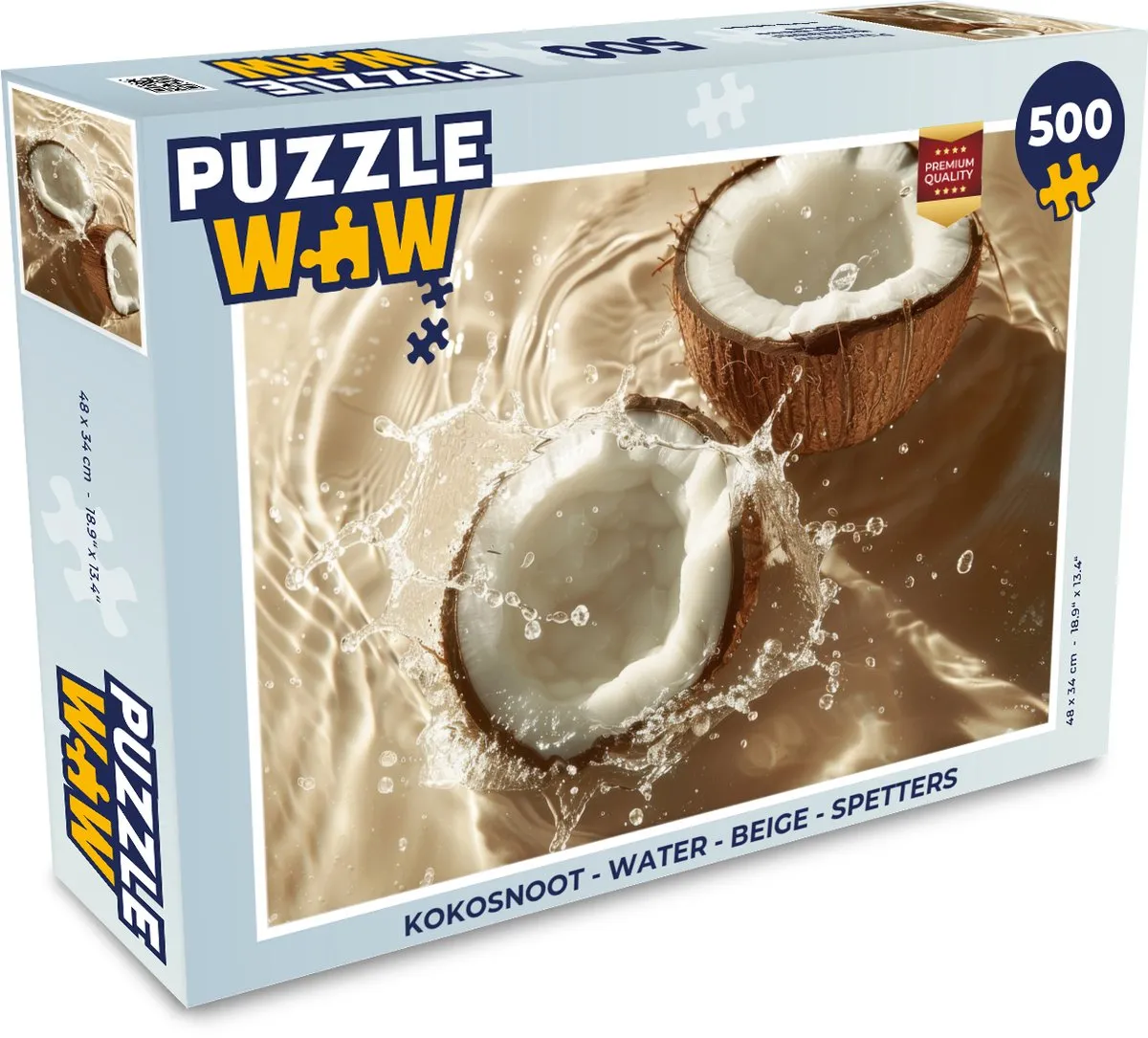 PuzzleWow Kokosnoot Legpuzzel 500 Stuks - Beige