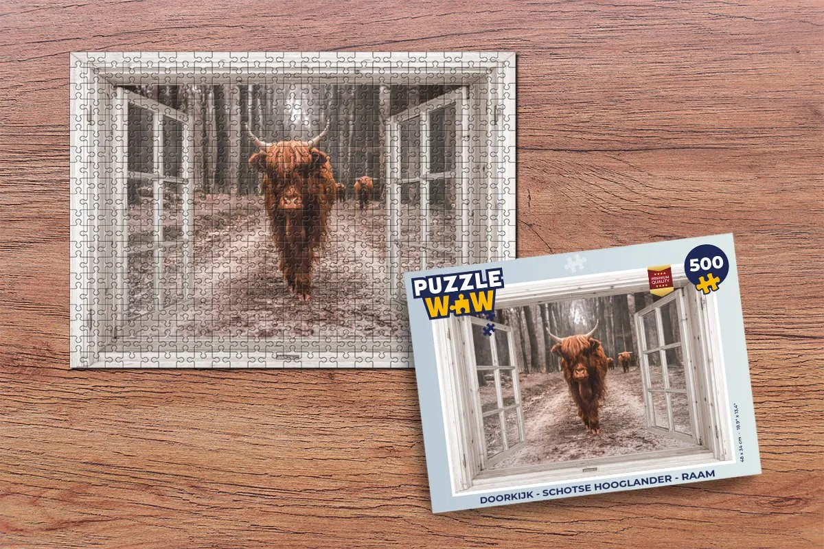 PuzzleWow Schotse Hooglander Legpuzzel 500 Stuks - Multicolor