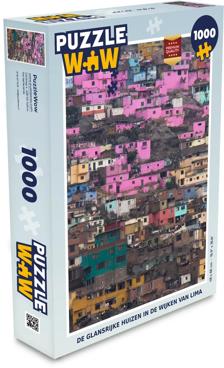 PuzzleWow De glansrijke huizen in Lima Legpuzzel 1000 Stuks - Multicolor