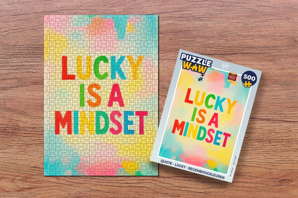 PuzzleWow Quote Lucky Regenboogkleuren Legpuzzel 500 Stukken - MPN 8721406854890