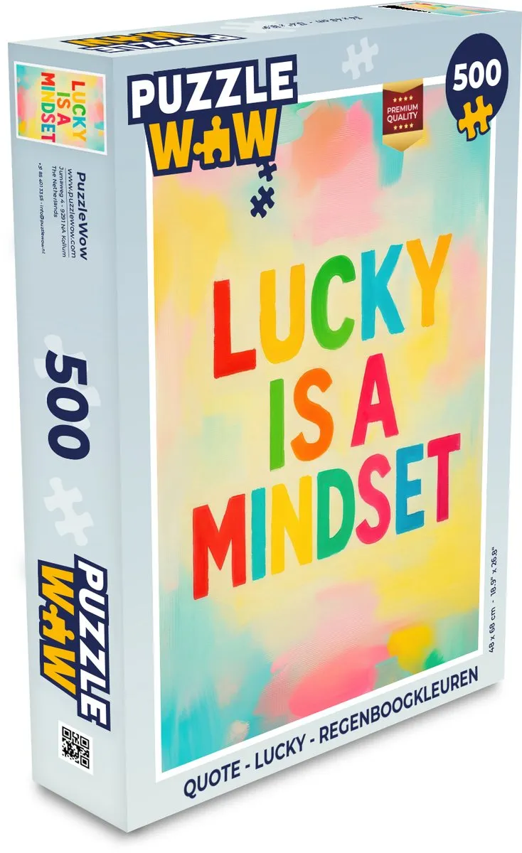 PuzzleWow Quote Lucky Regenboogkleuren Legpuzzel 500 Stukken - MPN 8721406854890