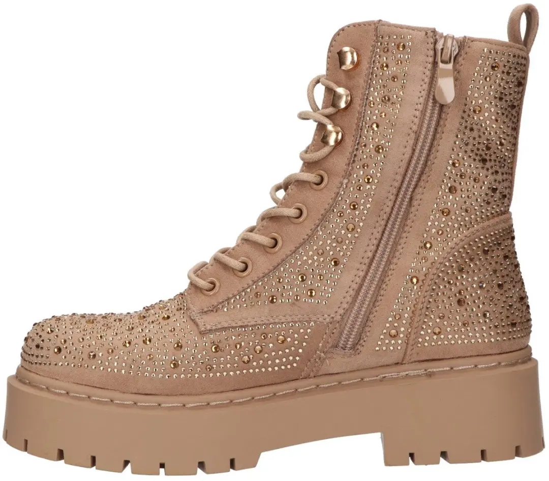 La Strada Bootie Met Steentjes Beige Suede