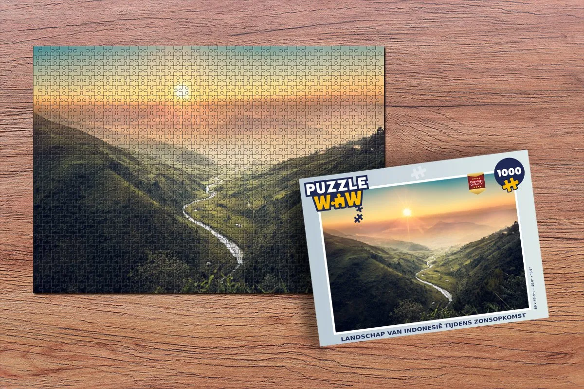 PuzzleWow Landschap Indonesië Zonsopgang Legpuzzel 1000 Stuks - Multicolor