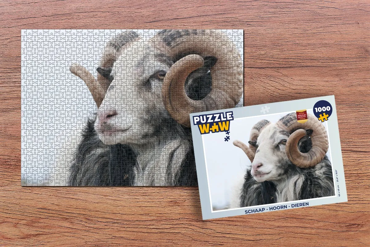 PuzzleWow Schaap Hoorn Dieren Legpuzzel 1000 Stuks - Multicolor