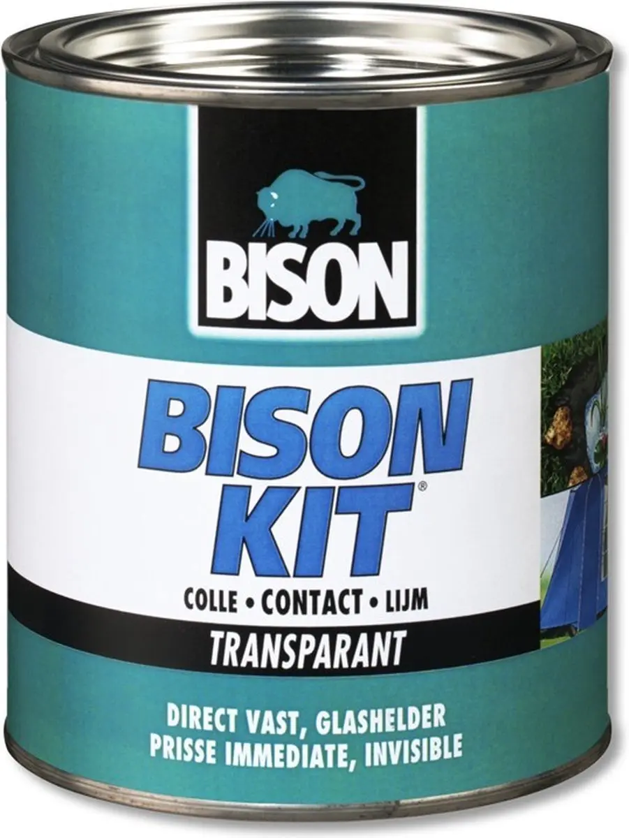 Bison Kit® transparant blik 750 ml, glashelder, sterke, universele contactlijm,