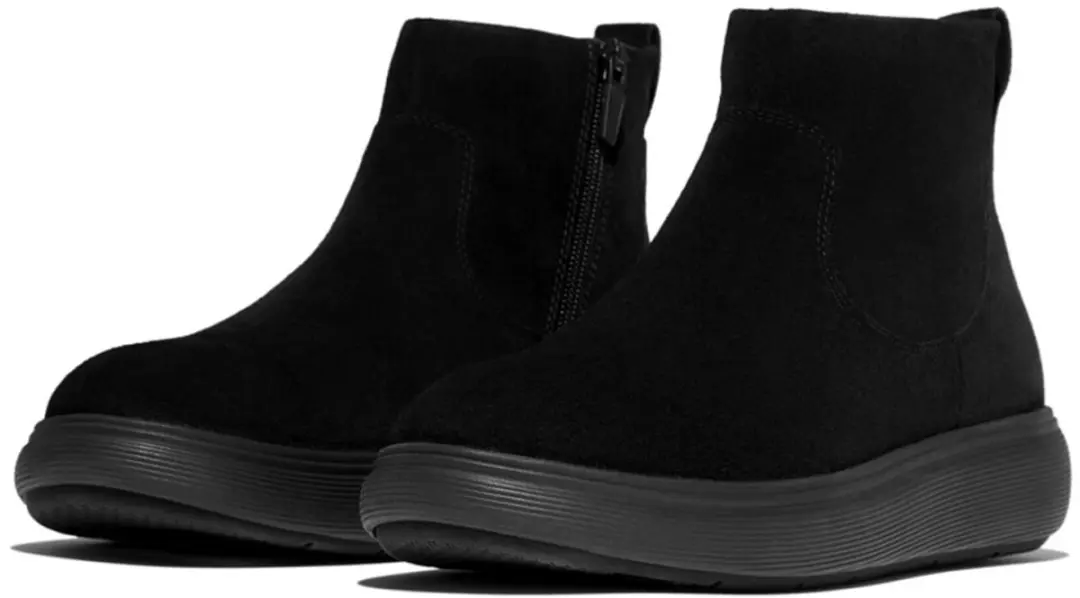FitFlop IQ-Comff Suede Zip Ankle Boots ZWART