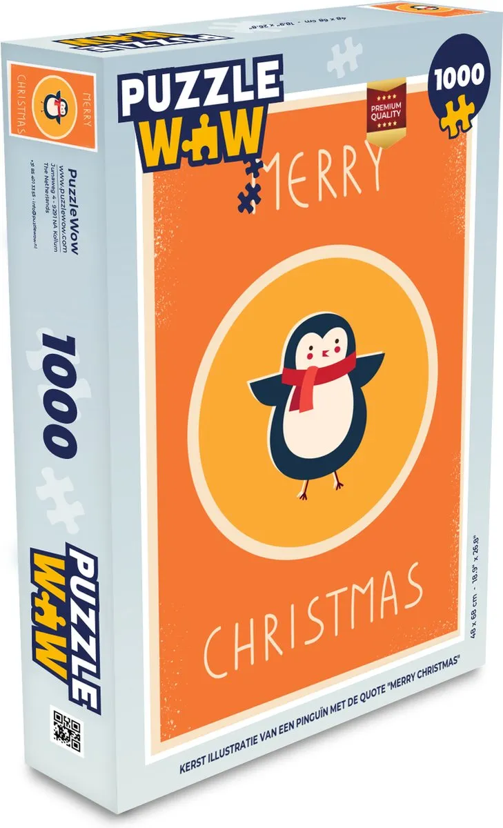 PuzzleWow Dieren Kerst Pinguïn Legpuzzel 1000 Stuks - Multicolor