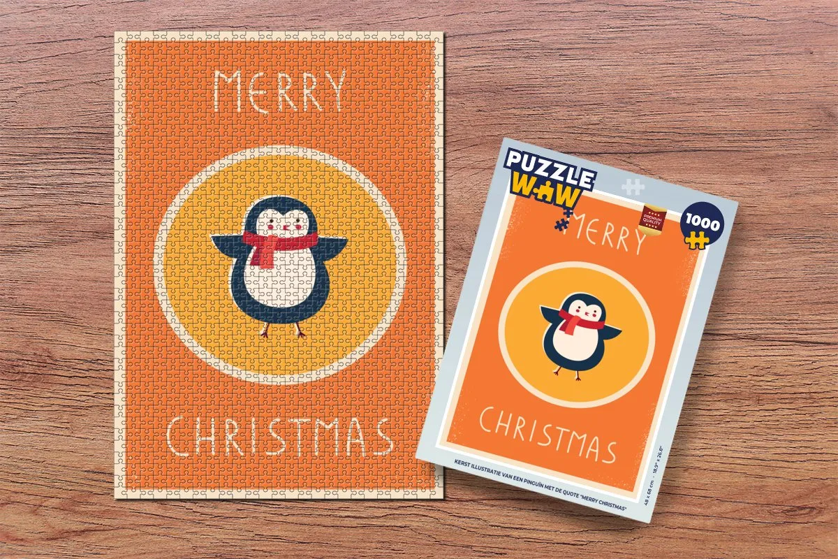 PuzzleWow Dieren Kerst Pinguïn Legpuzzel 1000 Stuks - Multicolor