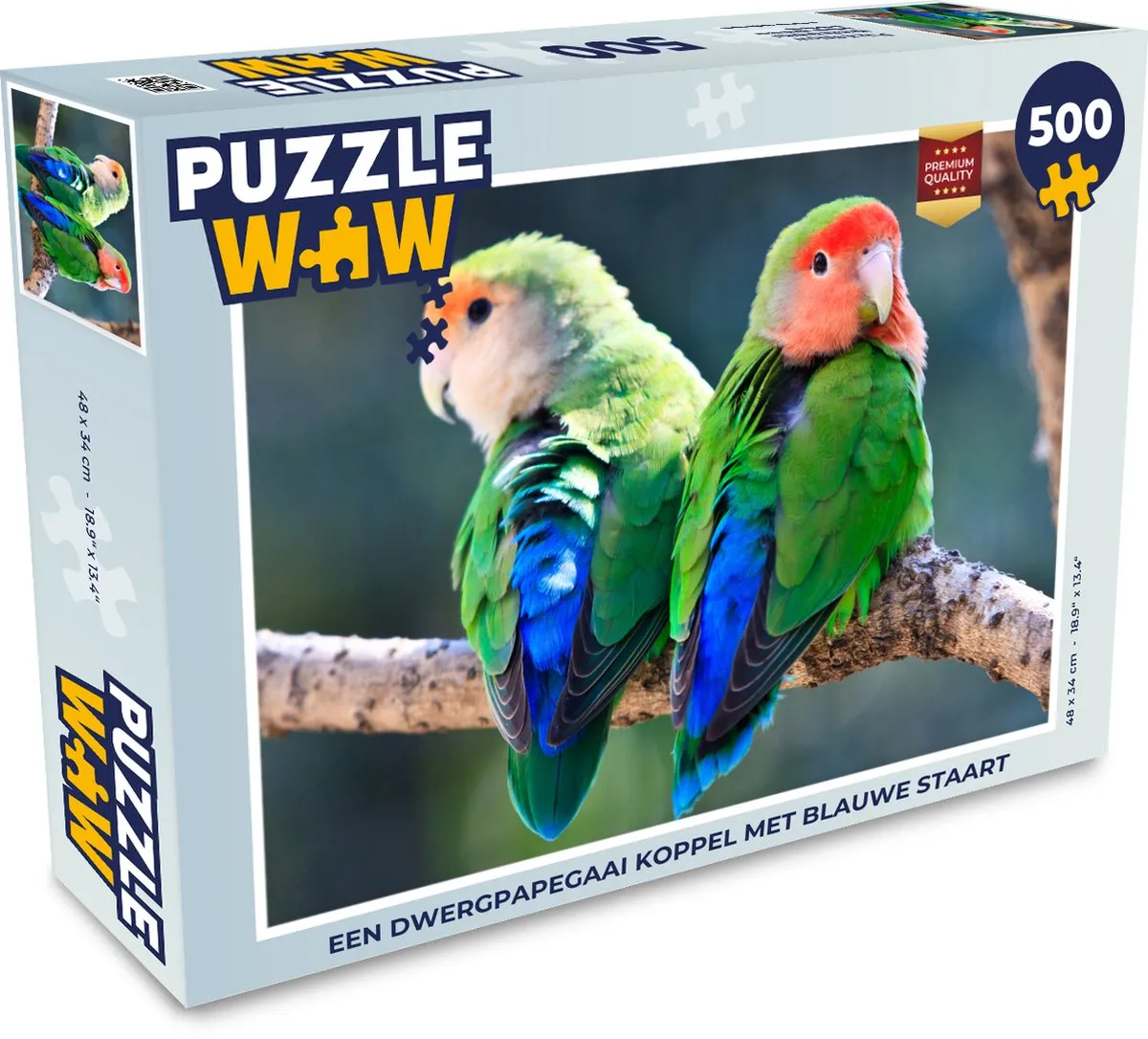 PuzzleWow Dwergpapegaai Legpuzzel 500 Stuks - Multicolor