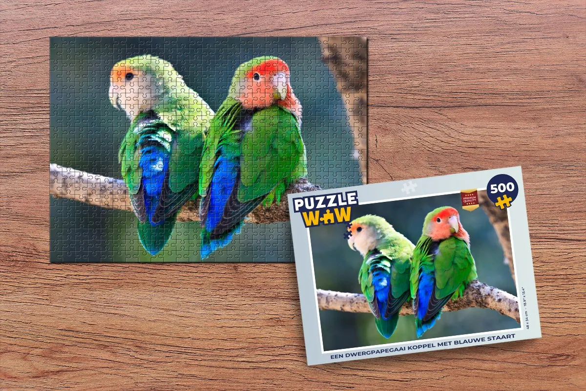 PuzzleWow Dwergpapegaai Legpuzzel 500 Stuks - Multicolor