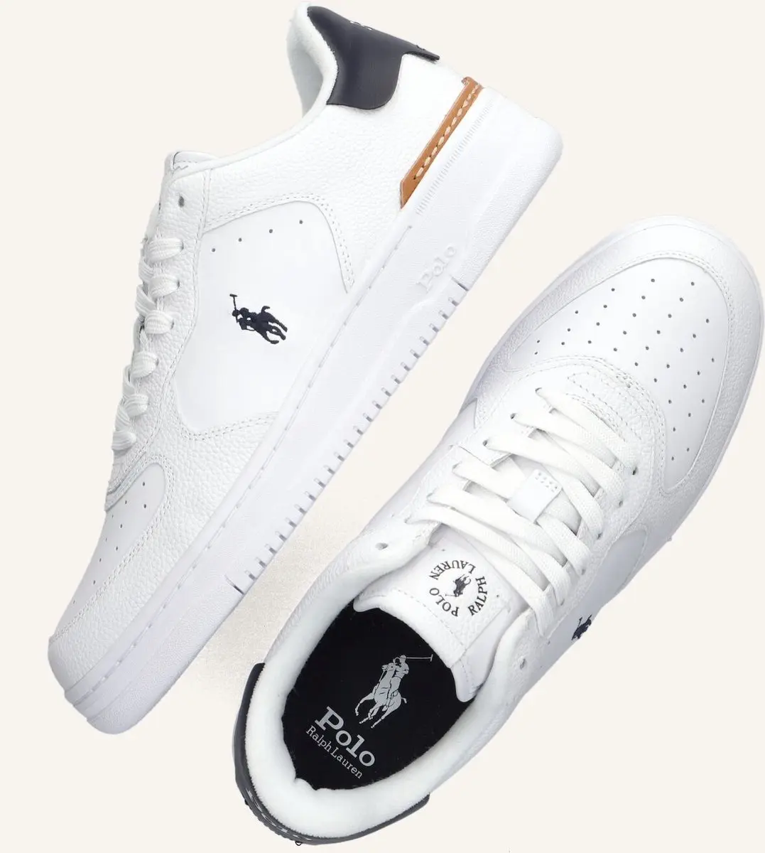Polo Ralph Lauren Masters Court Low Top Sneakers - Leer - Heren - Wit - Maat 44