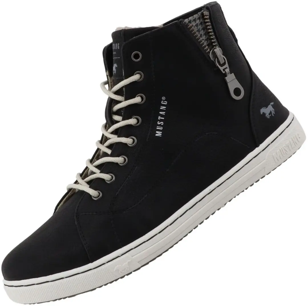 Mustang dames hoge sneaker zwart