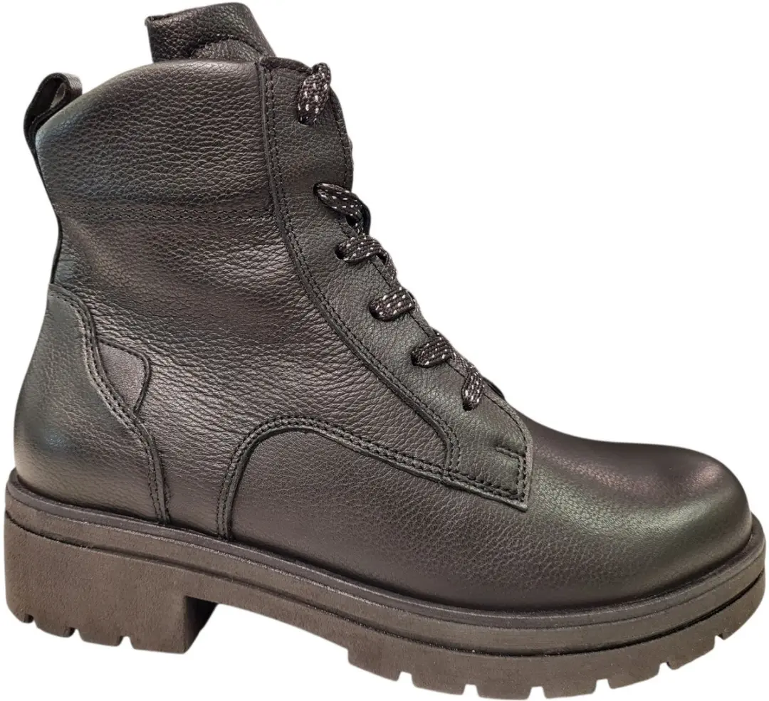 Waldlaufer K Zwarte Leren Dames Veterboots
