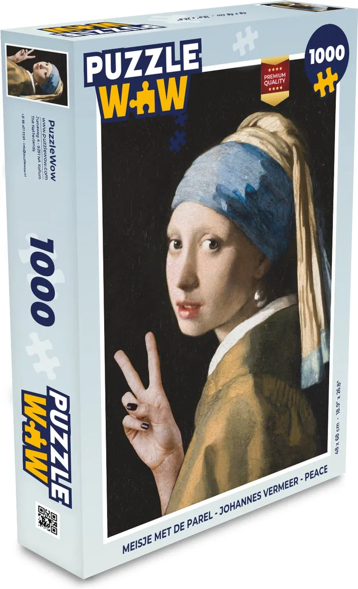 PuzzleWow Meisje met de parel Legpuzzel 1000 Stuks - Multicolor