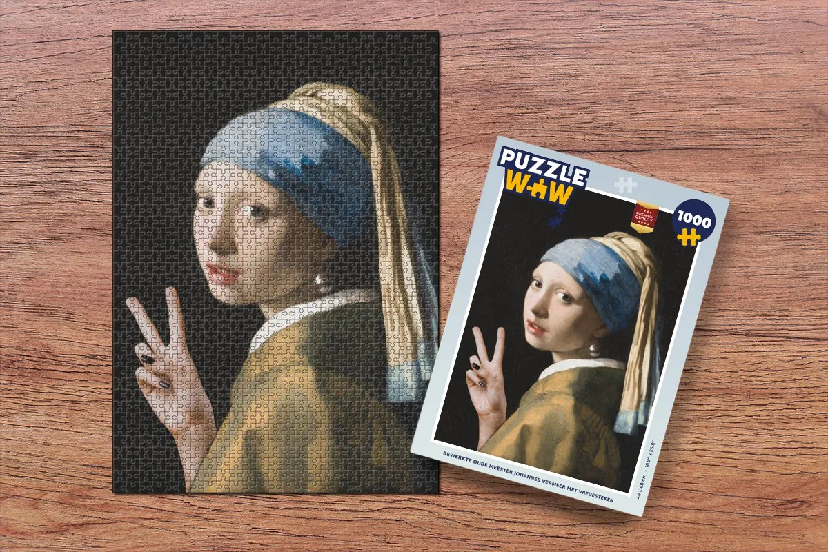 PuzzleWow Meisje met de parel Legpuzzel 1000 Stuks - Multicolor
