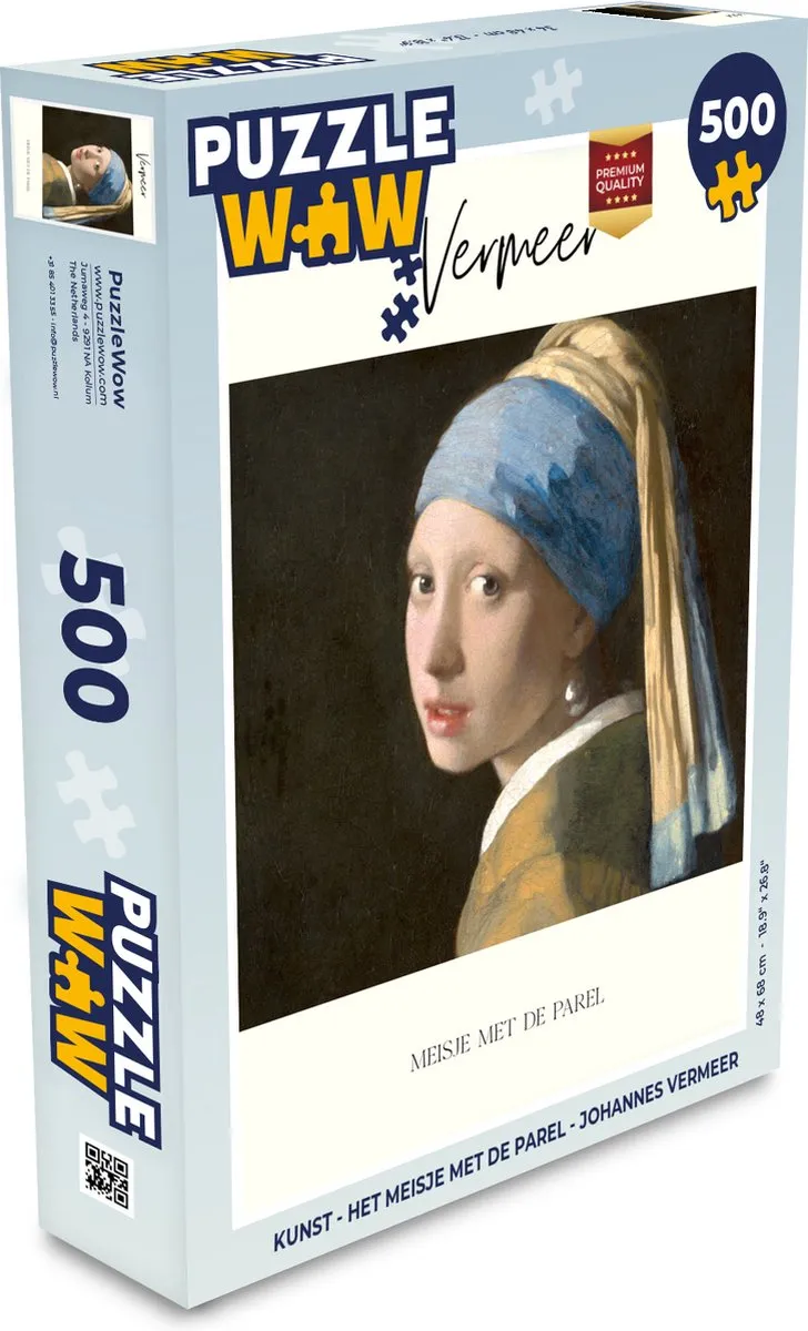 PuzzleWow Het meisje met de parel Legpuzzel 500 Stuks - Multicolor