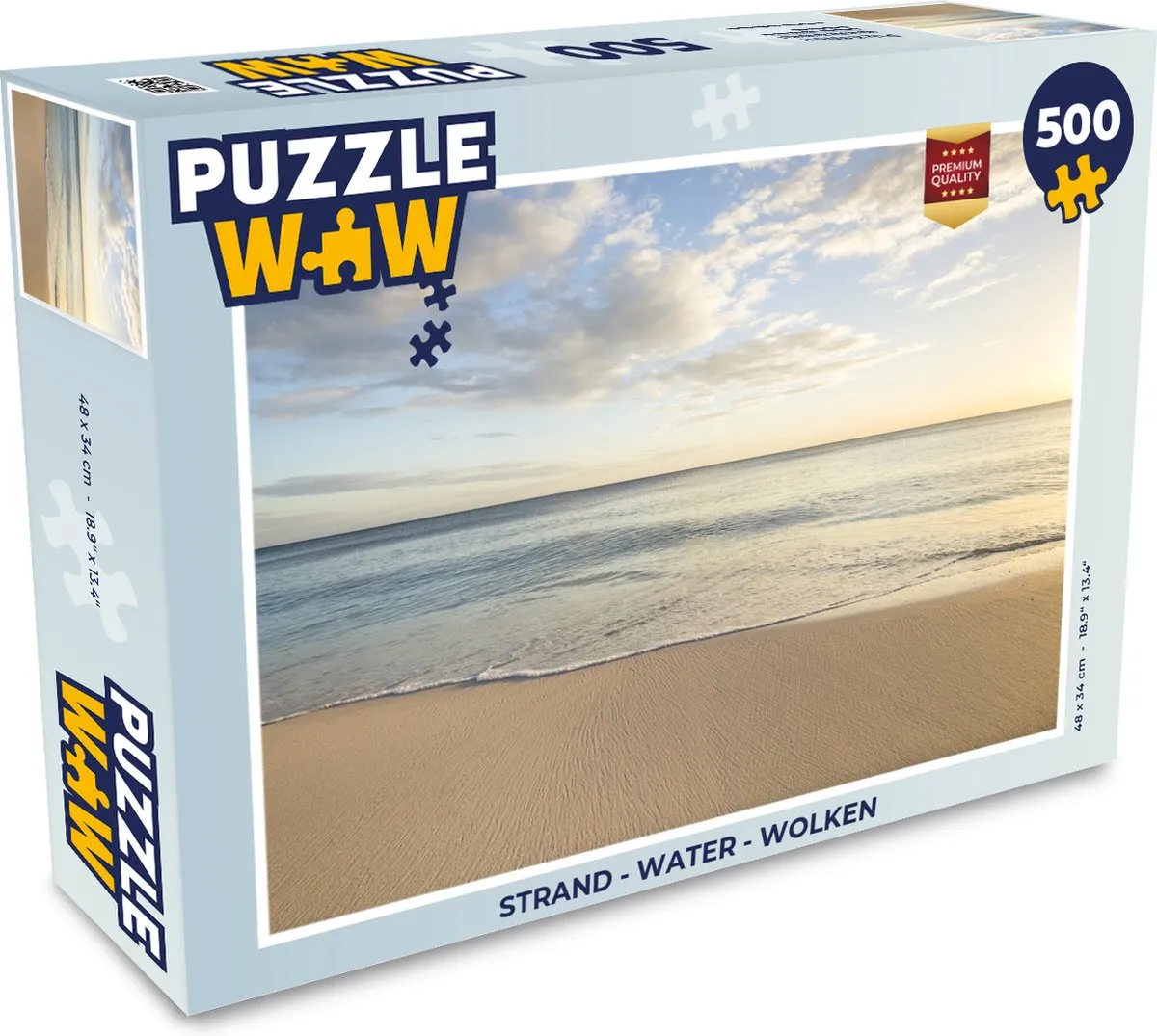PuzzleWow Strand Water Wolken Legpuzzel 500 Stuks - Multicolor