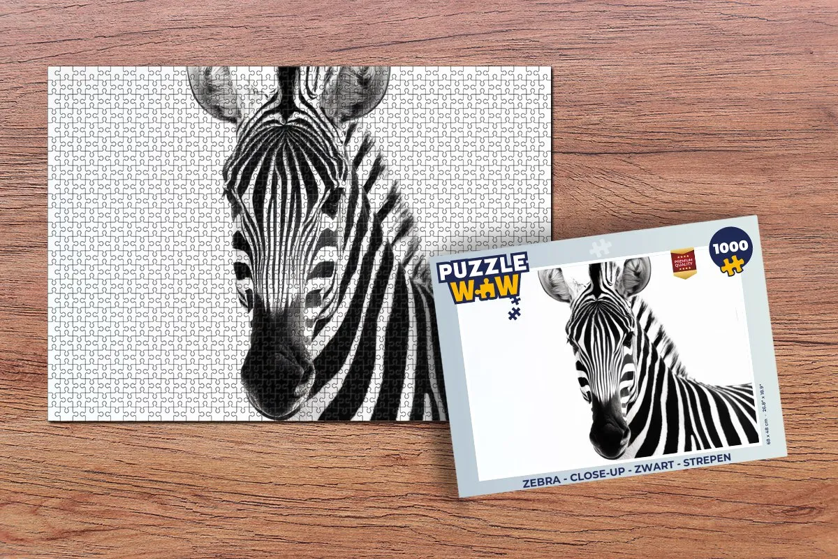 PuzzleWow Zebra Legpuzzel 1000 Stuks - Zwart