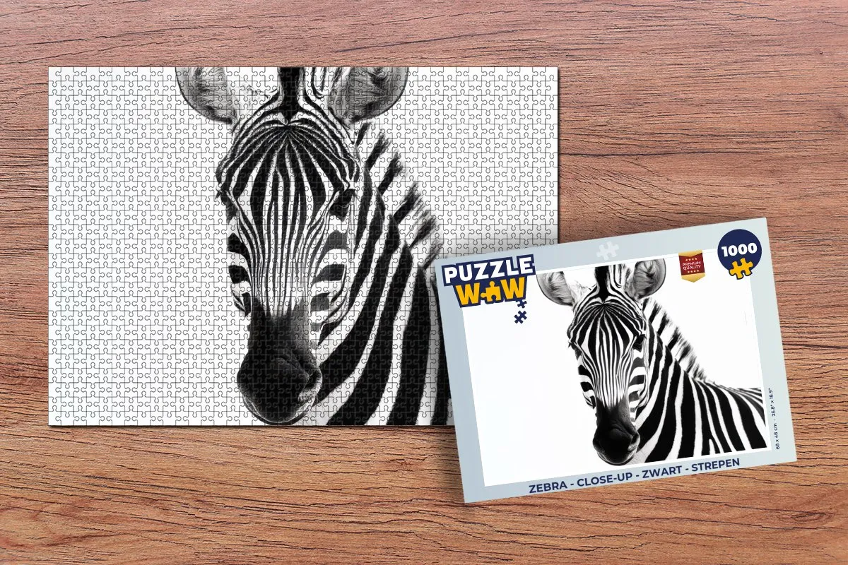 PuzzleWow Zebra Legpuzzel 1000 Stuks - Zwart