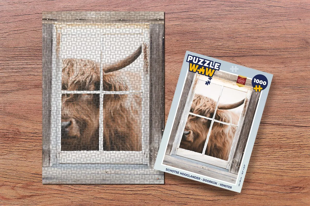 PuzzleWow Schotse Hooglander Legpuzzel 1000 Stuks - Multicolor