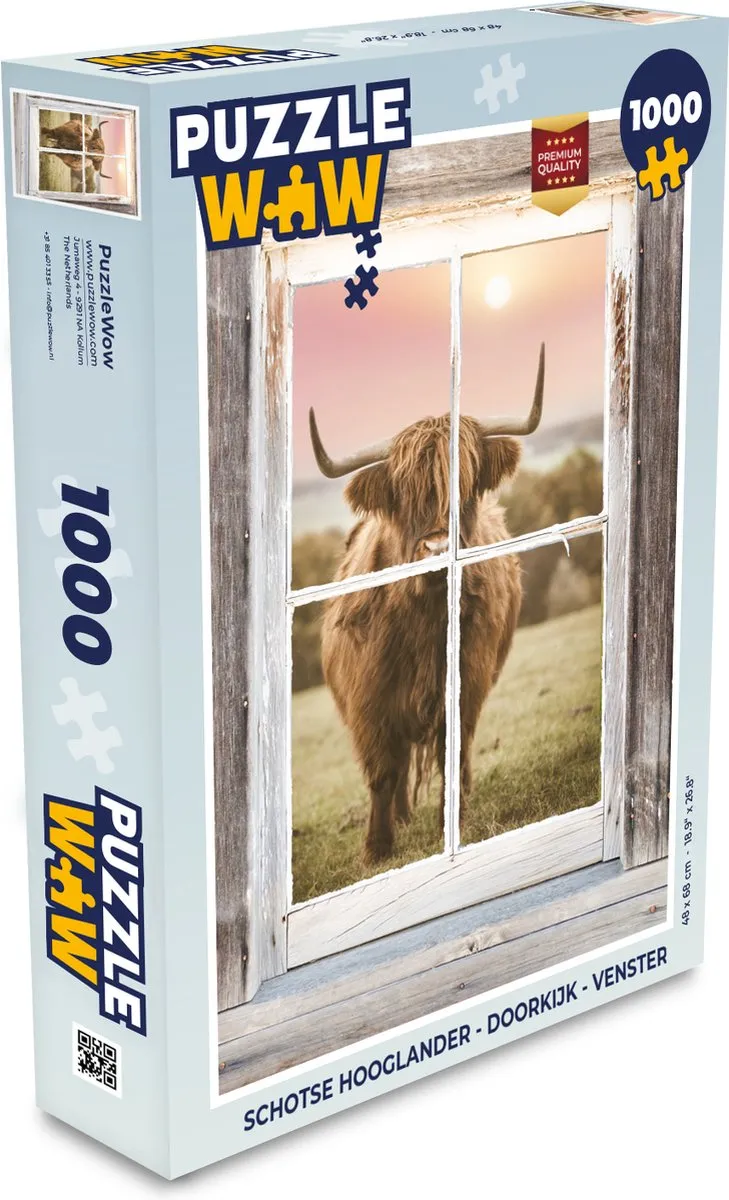 PuzzleWow Schotse Hooglander Legpuzzel 1000 Stuks - Multicolor