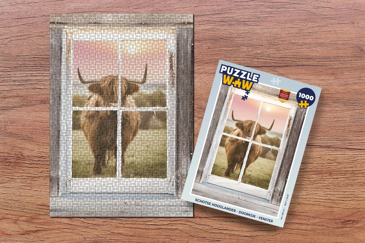 PuzzleWow Schotse Hooglander Legpuzzel 1000 Stuks - Multicolor