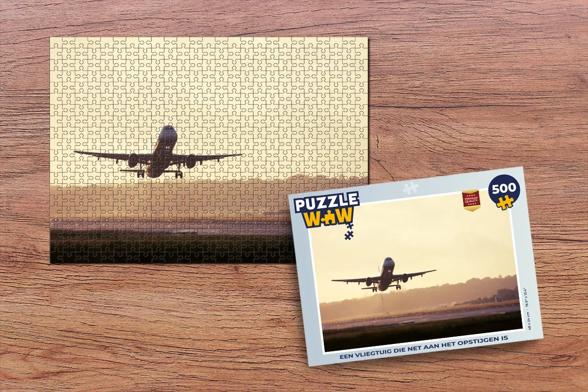 PuzzleWow Legpuzzel 500 Stuks - Vliegtuig Opstijgen Multicolor