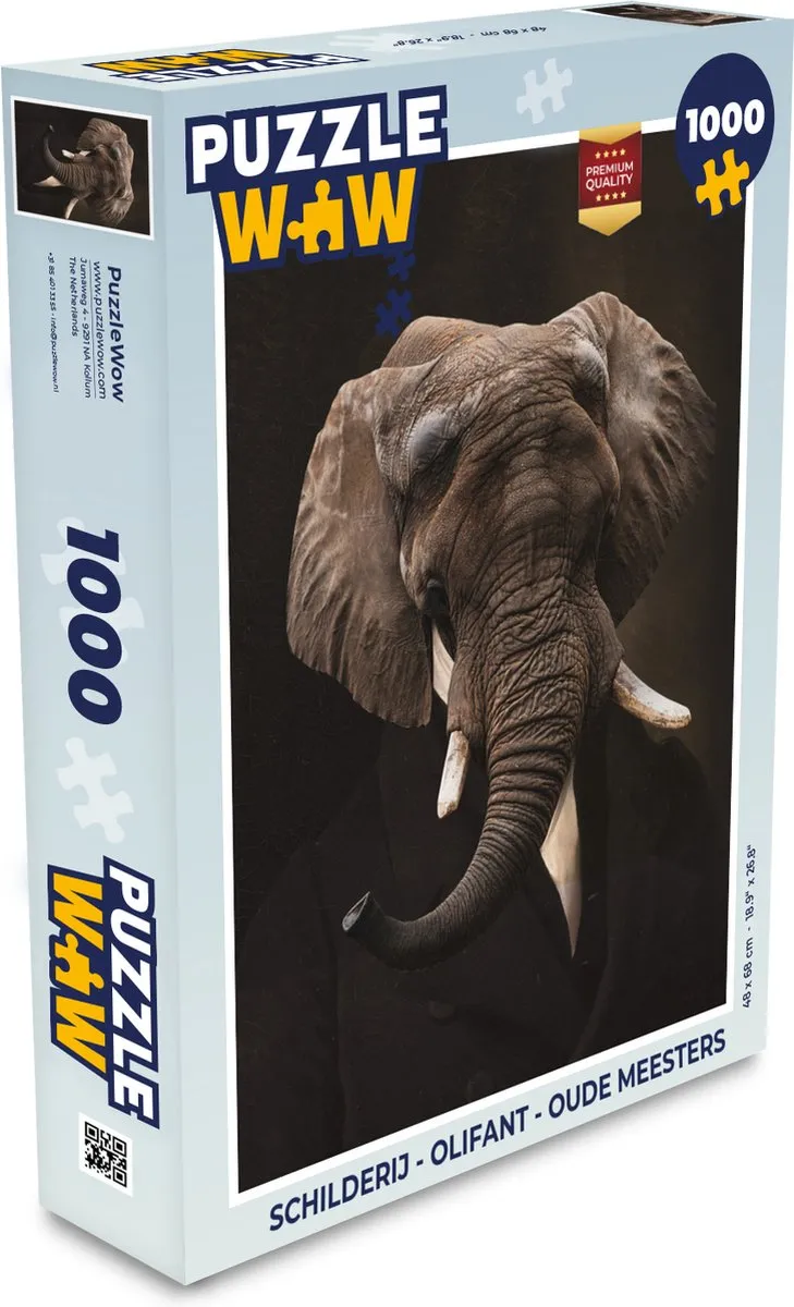 PuzzleWow Olifant Oude Meesters Legpuzzel 1000 Stuks - Multicolor