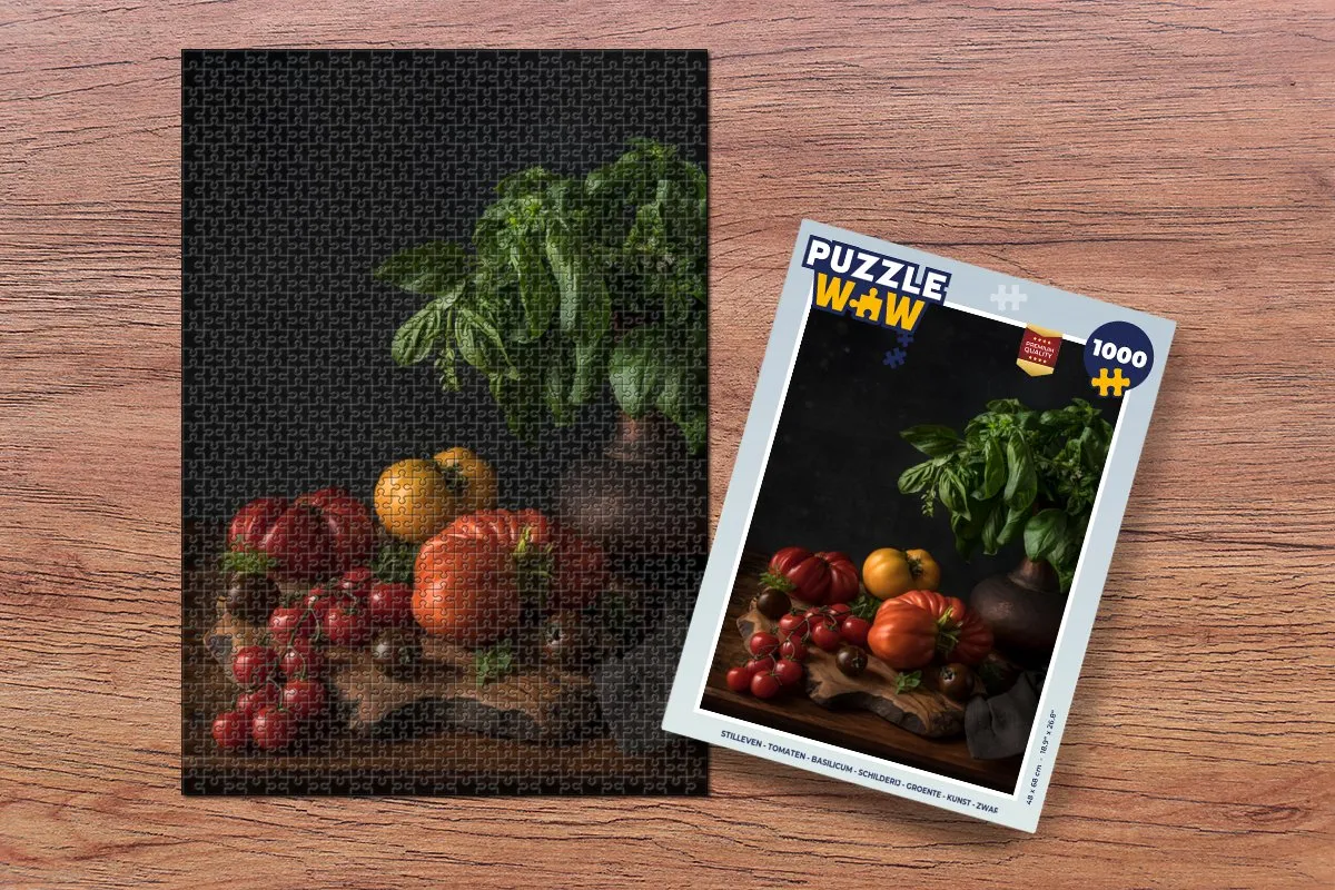 PuzzleWow Stilleven Tomaten & Basilicum Legpuzzel 1000 Stuks - Multicolor